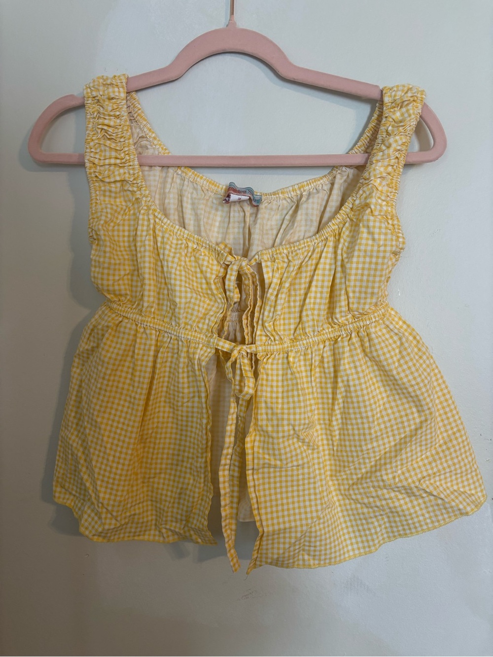 Watermelon s size m Yellow Gingham Tie-Front Camisole